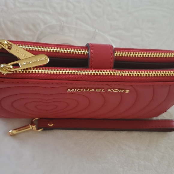 MK Red Heart Scarlet Double Zip Wallet Leather W. - Picture 4 of 12